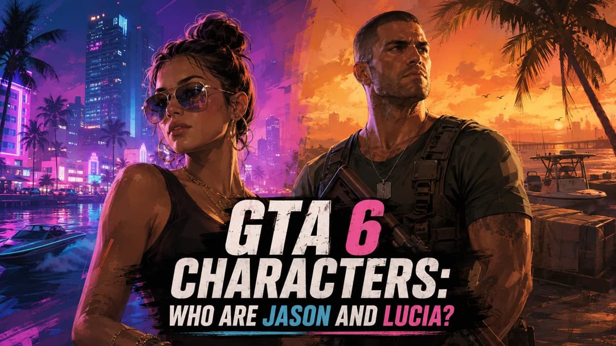 GTA 6 characters Jason Duval and Lucia Caminos — official Rockstar Games artwork